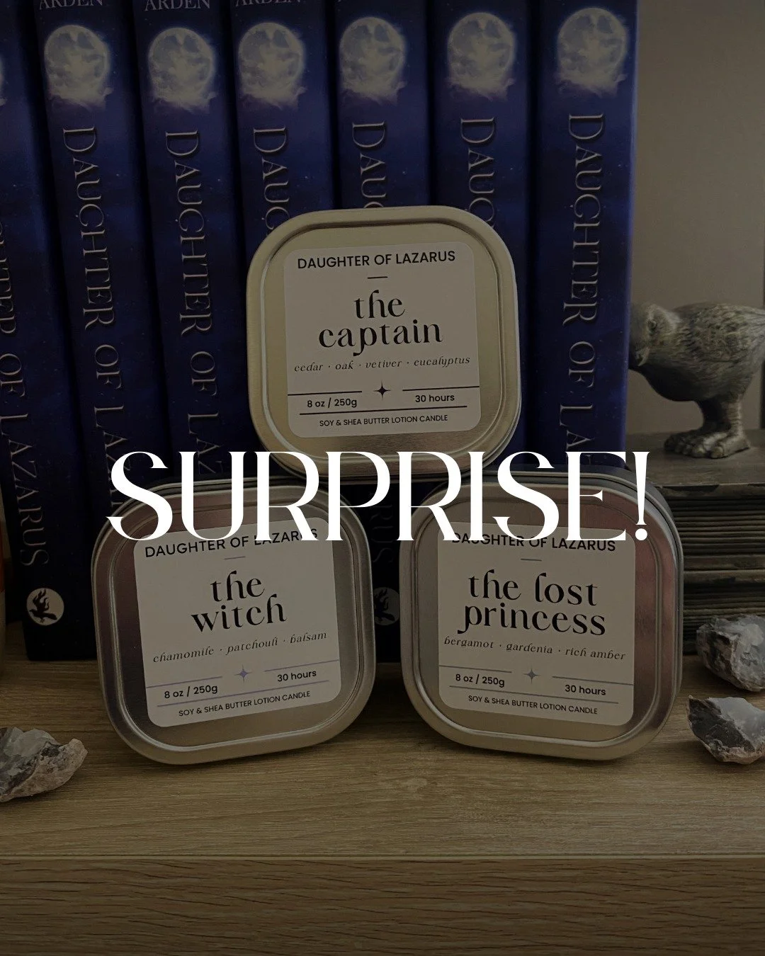 🔥 SURPRISE! 🔥 I designed my very own CHARACTER-INSPIRED LOTION CANDLES with the incredibly talented @simplyyousoapncandle! 🕯️ The official Daughter of Lazarus candle line currently boasts three amazing scents, with a fourth one on the way! Stop by