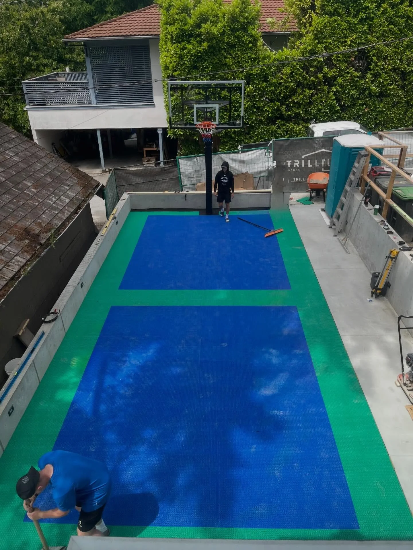 Finish to start ➡️ custom outdoor sport court installation.