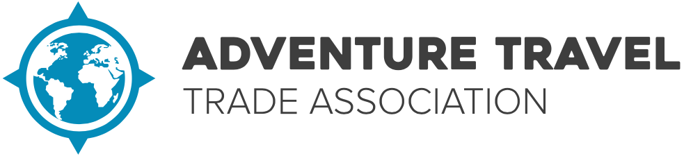 Adventure Travel Trade Association logo with a blue globe and compass design.