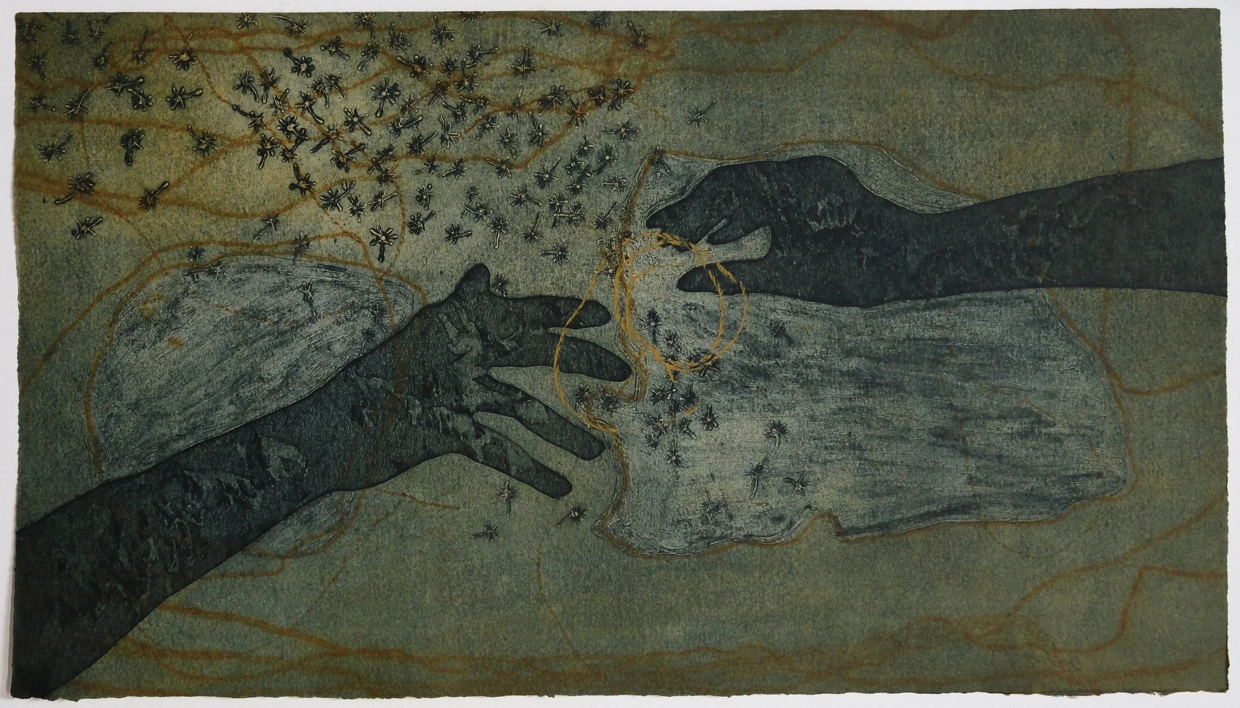  string (blue) , 2025
 collagraph on paper
 Edition of 6 + 1 AP (Basil Hall Editions)
 435 x 790 mm
 $660 AUD