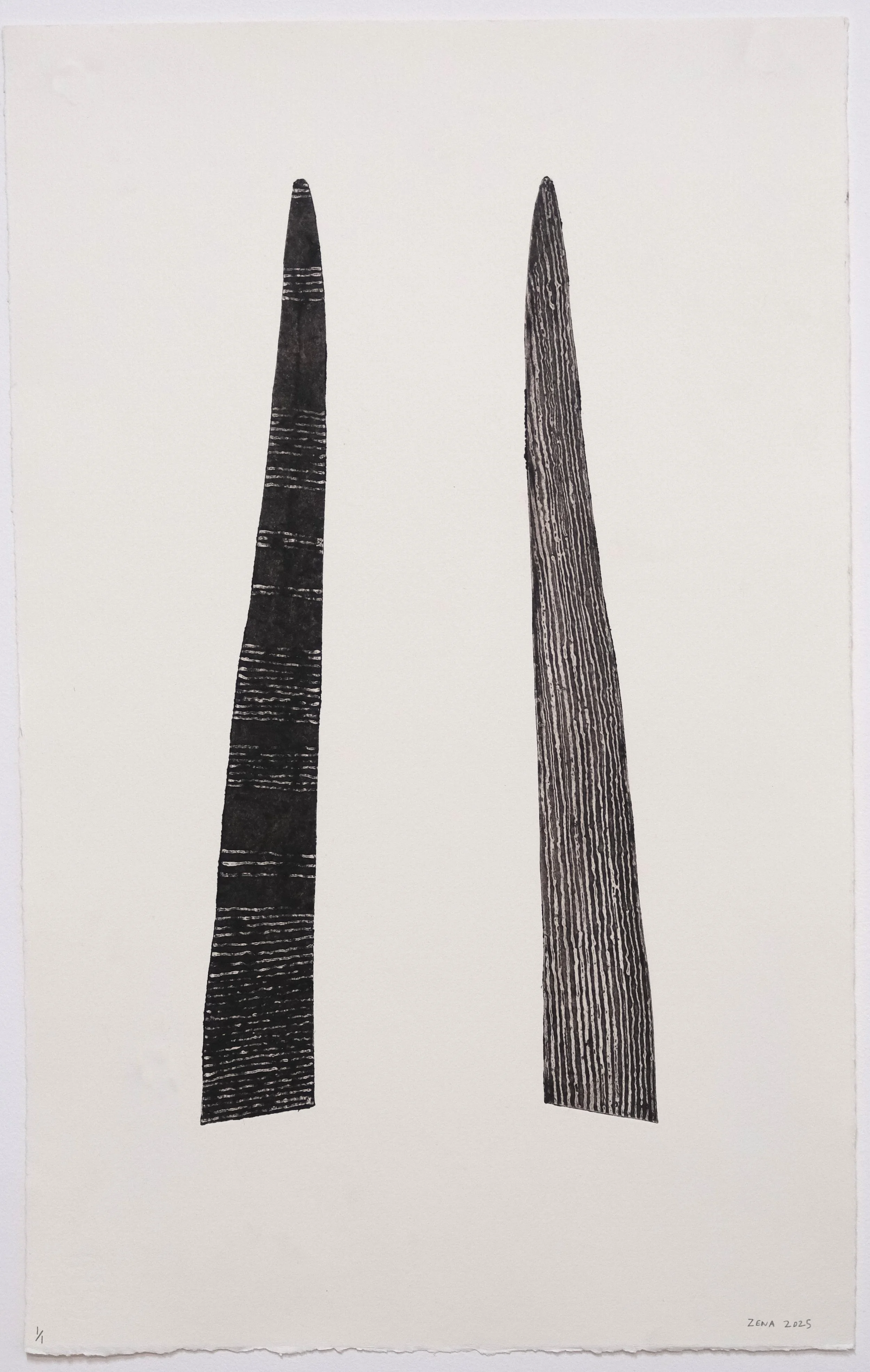  karnka (tips) , 2025
 collagraph on paper
 Edition of 1 (Basil Hall Editions)
 390 x 620 mm (paper size)
 $330 AUD
