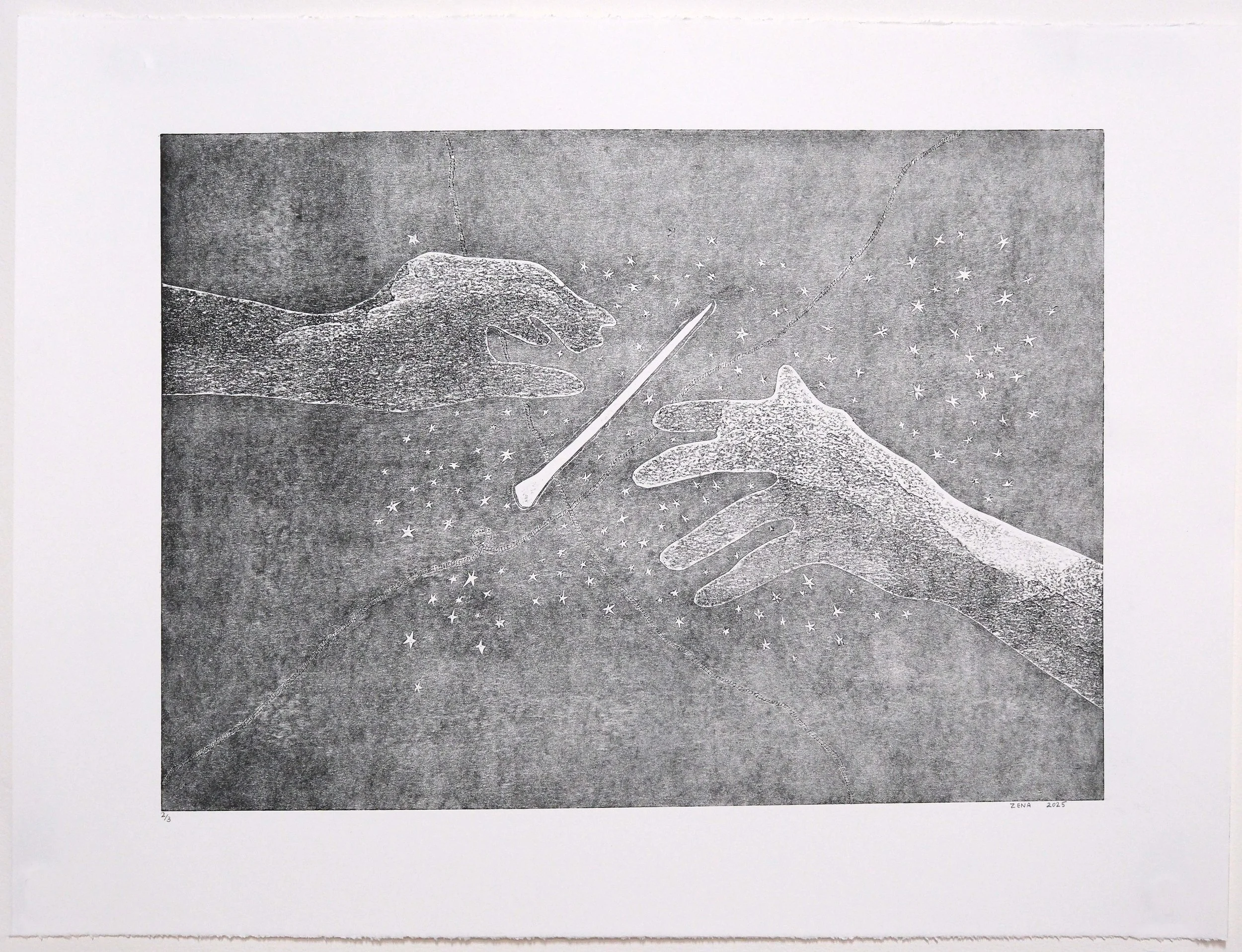  mother #2 , 2025
 collagraph on paper
 Edition of 3 + 1 AP
 420 x 592 mm (image size)
 760 x 565 mm (paper size)
 600 x 800 mm (frame size)
 $880 AUD (print only) 
 $1,200 AUD (framed)