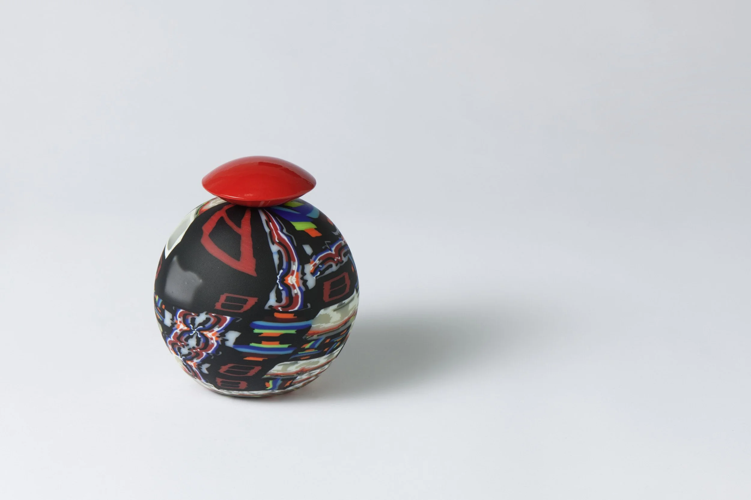  Θ |Theta no.3 , 2025-2026
 bullseye glass, copper, powder coat
 155 x 130 x 130 mm
  $3,400