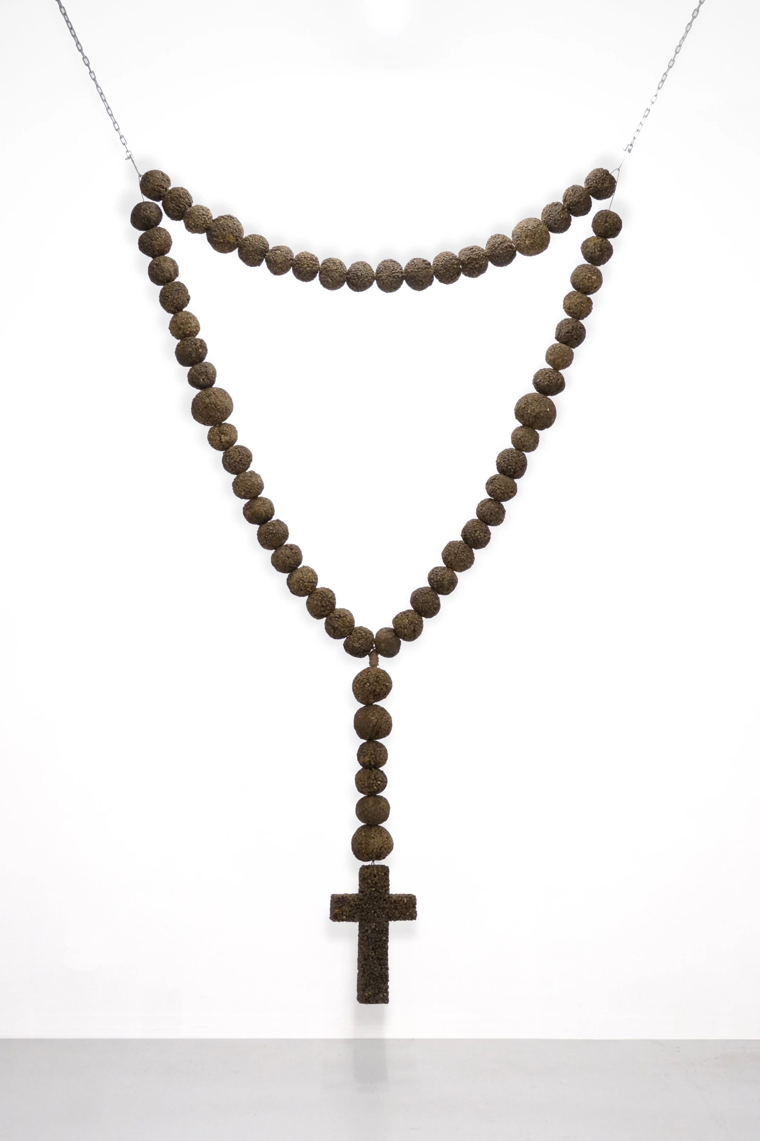 Annette Allman 
 Everyman , 2019
 goat waste, nylon rope, adhesive
 140 x 270 x 13 cm
  $7,700 AUD