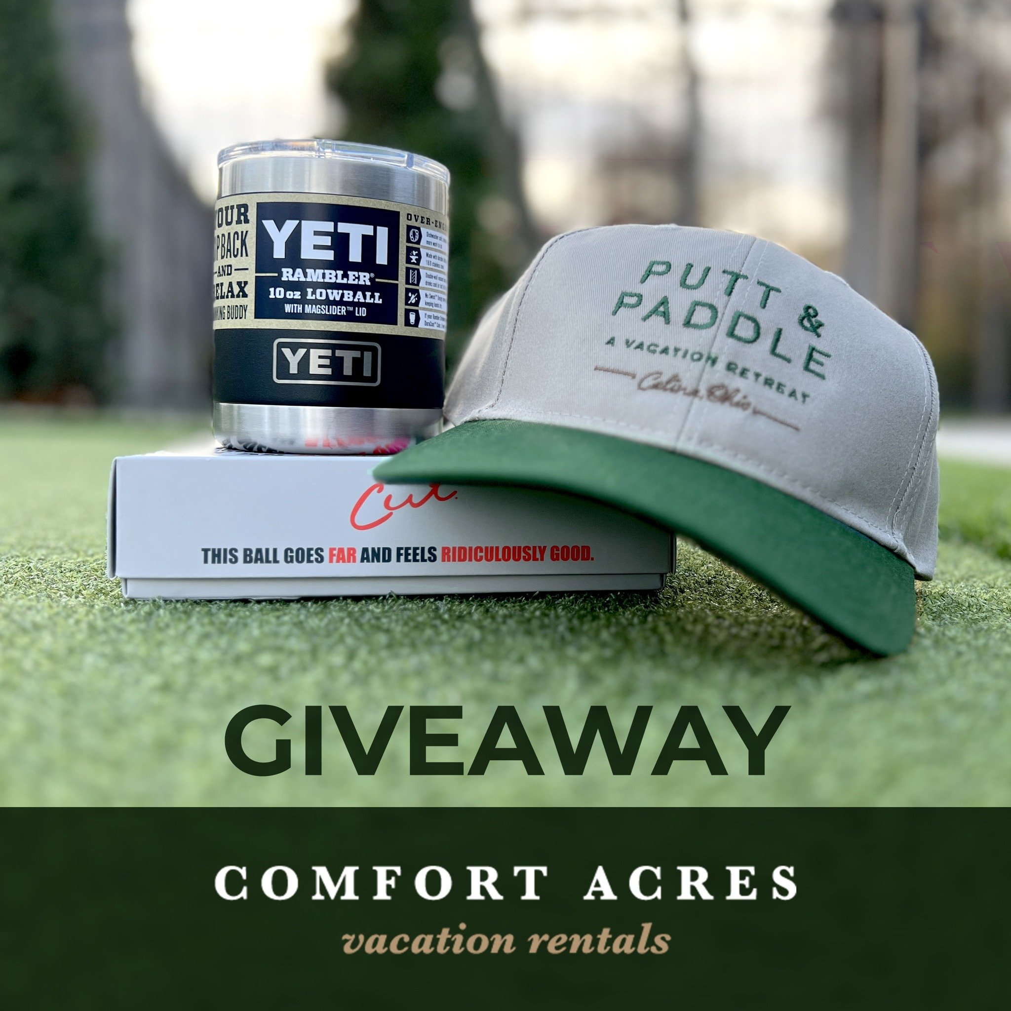 🎉 GIVEAWAY ALERT 🎉

Celina, Ohio's Newest Vacation Rental, Putt and Paddle is giving away some fun golf swag (just fore fun!) 🤩

To enter to win you have to &hellip;
1️⃣ Follow Comfort Acres Vacation Rentals
2️⃣ Like and share this post.
3️⃣ Earn 