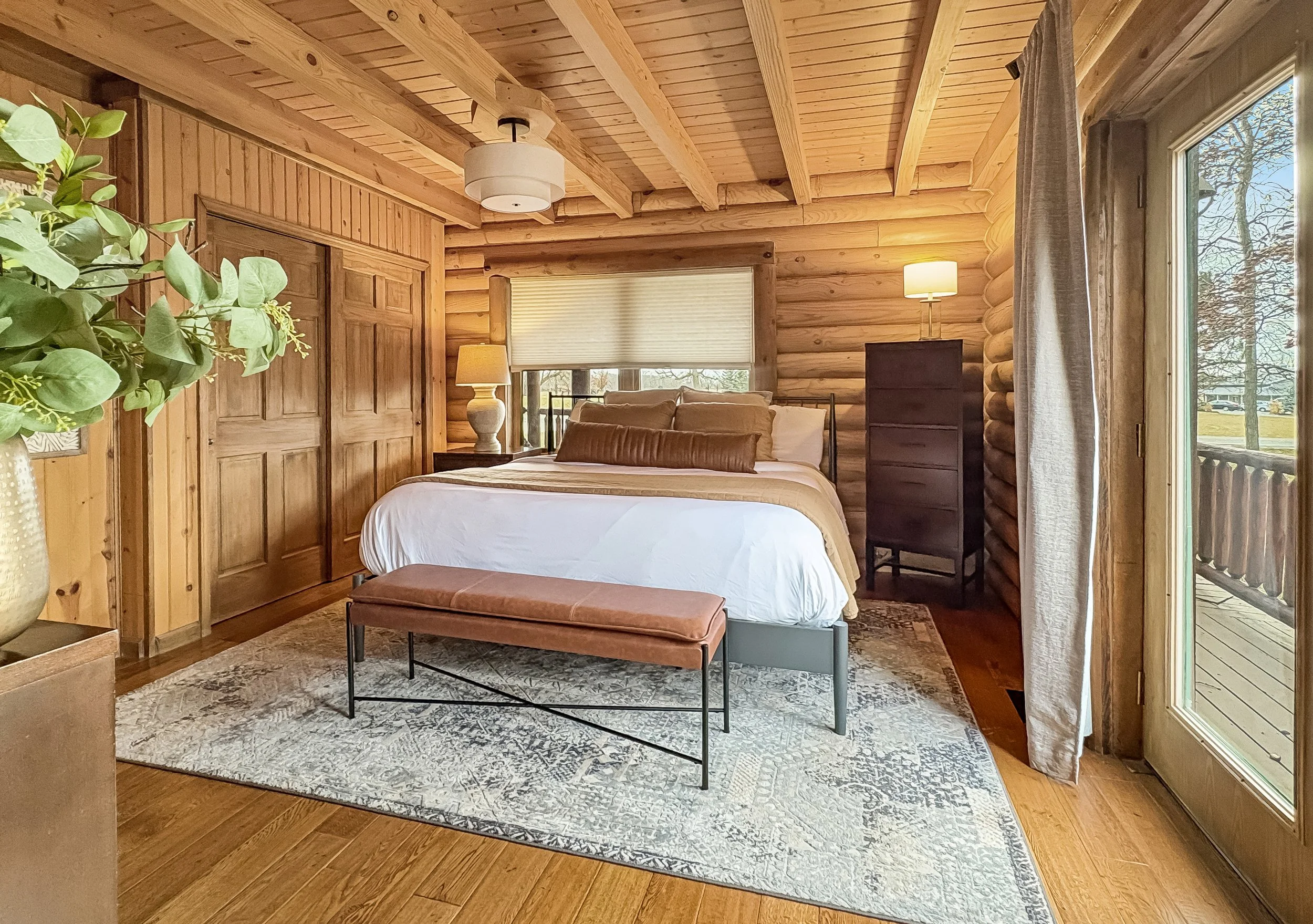 Master Bedroom at Brown Bear Cabin with greenery.jpg