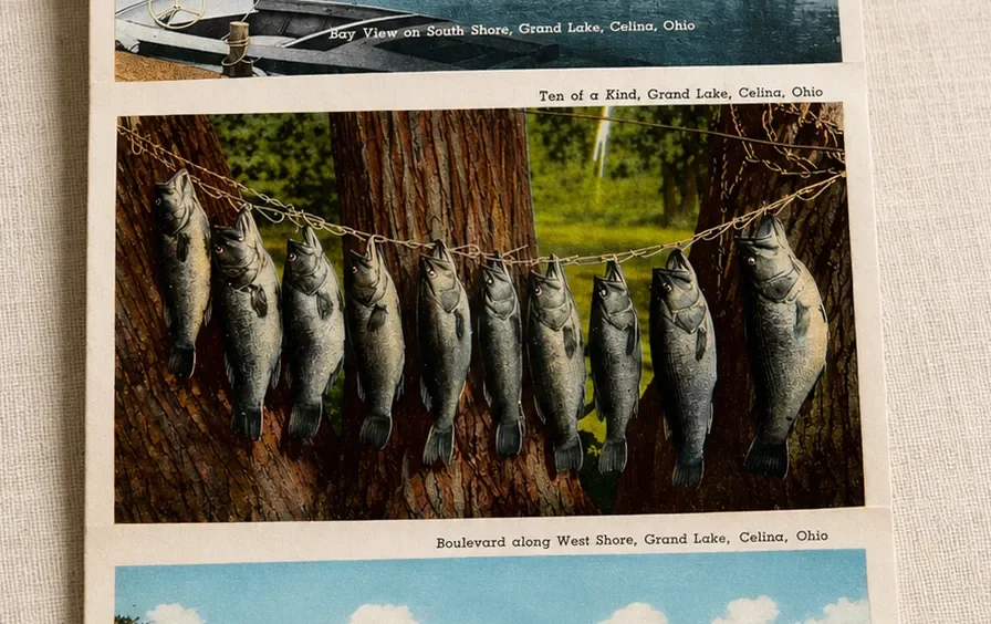 Ten of a Kind of fish caught hanging, Grand Lake, Celina, Ohio -