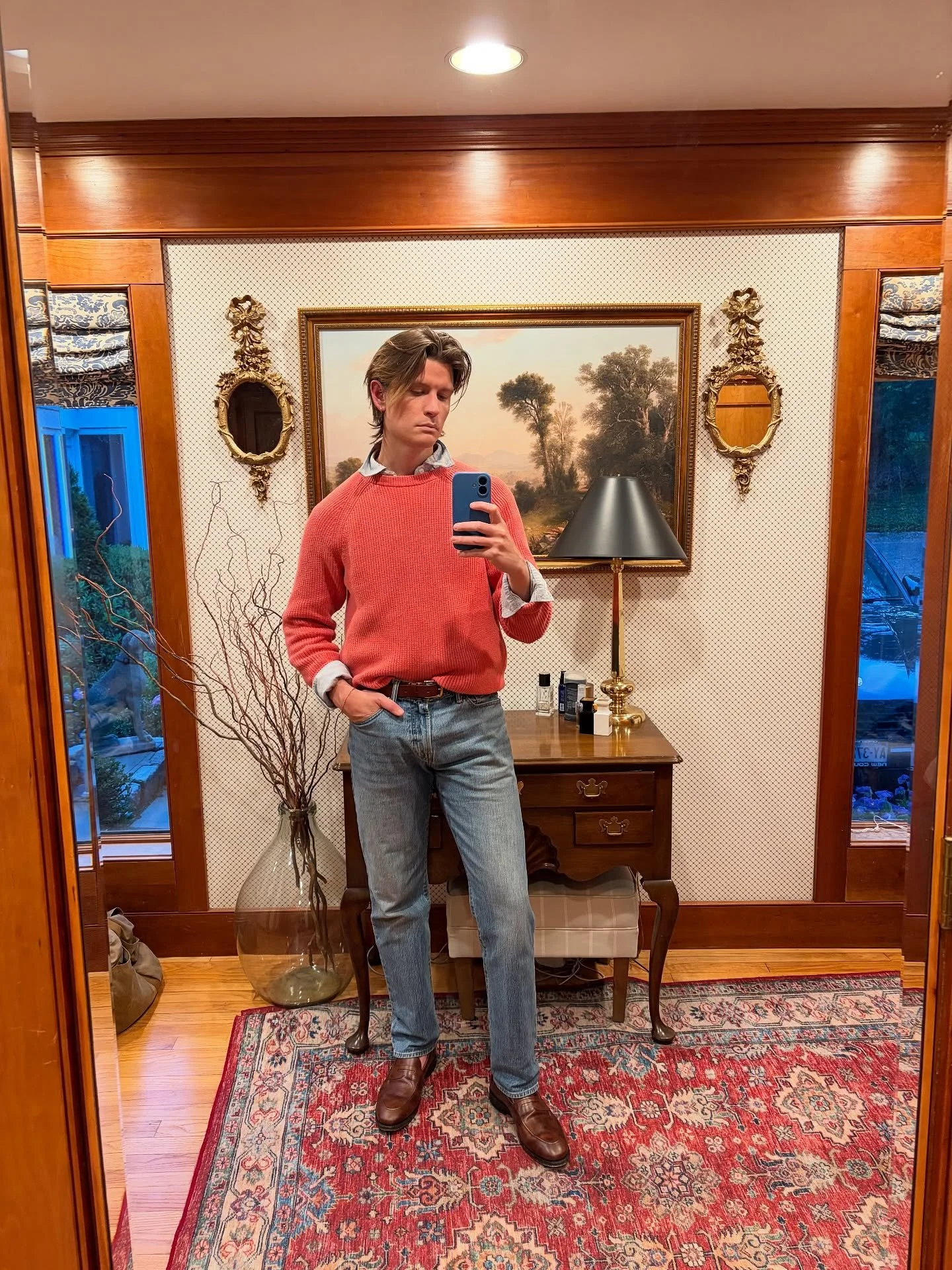 Friday night dinner fit in Connecticut. Went to @blackbirdnewcanaan , always delicious. 

Loafers: @allenedmonds 
Shirt, Sweater, Jeans: @jcrew 
&bull;&bull;&bull;
#mensfashion #jcrew #fairfieldcounty #mensstyleguide #dinneroutfit