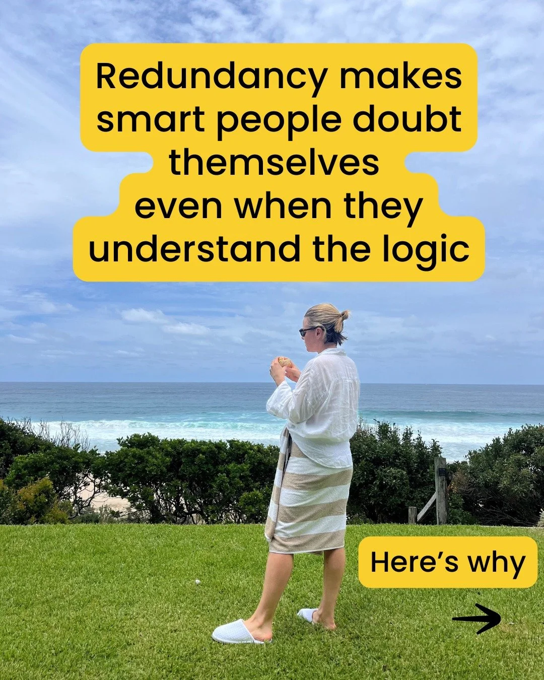 Redundancy makes smart people doubt themselves. Here&rsquo;s why. 

Your body doesn&rsquo;t hear &lsquo;business decision.&rsquo;

It hears &lsquo;you are not safe now&rsquo;

Overnight loss of routine, status, income = not safe. Your nervous system 