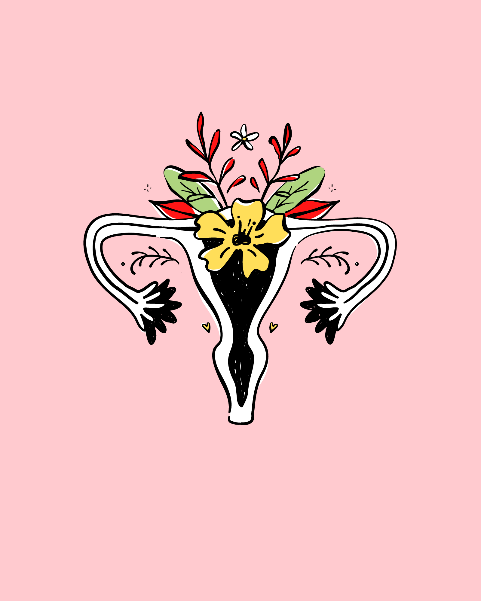 Pink Illustrated Women's rights Uterus Canvas Print Portrait.png