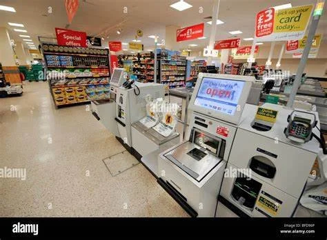 Using self service tills in a Supermarket