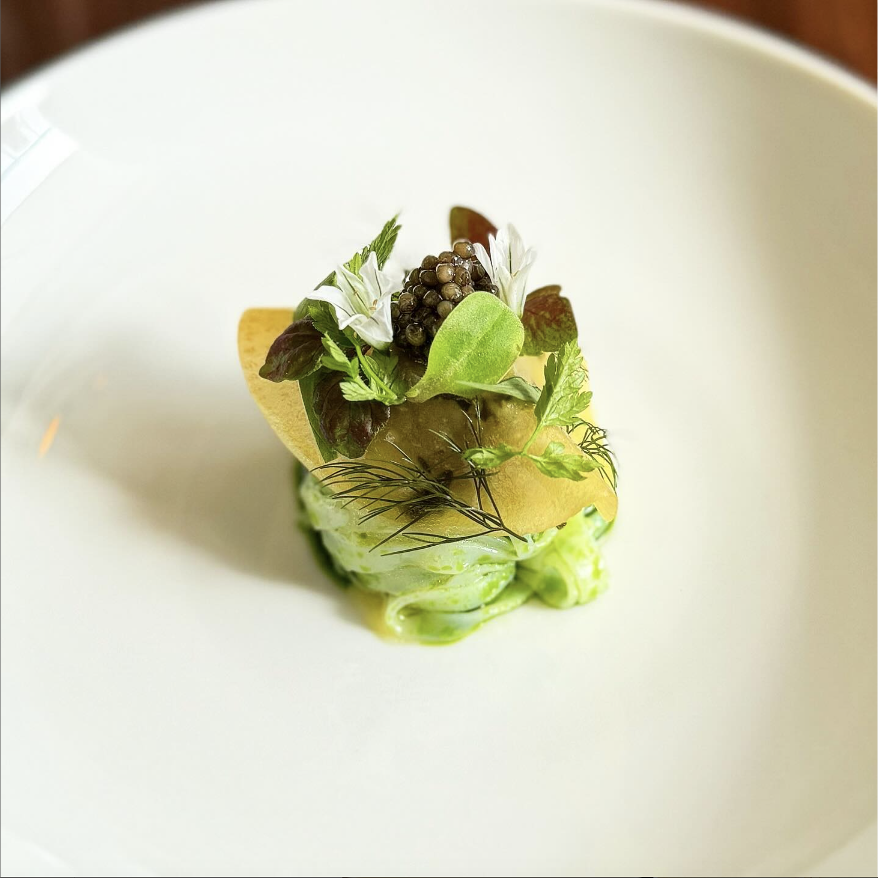 Squid noodles with wild garlic