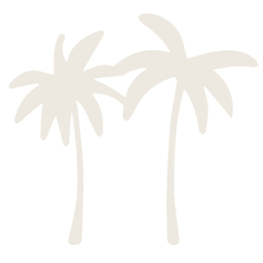 Silhouette of two palm trees on a black background.
