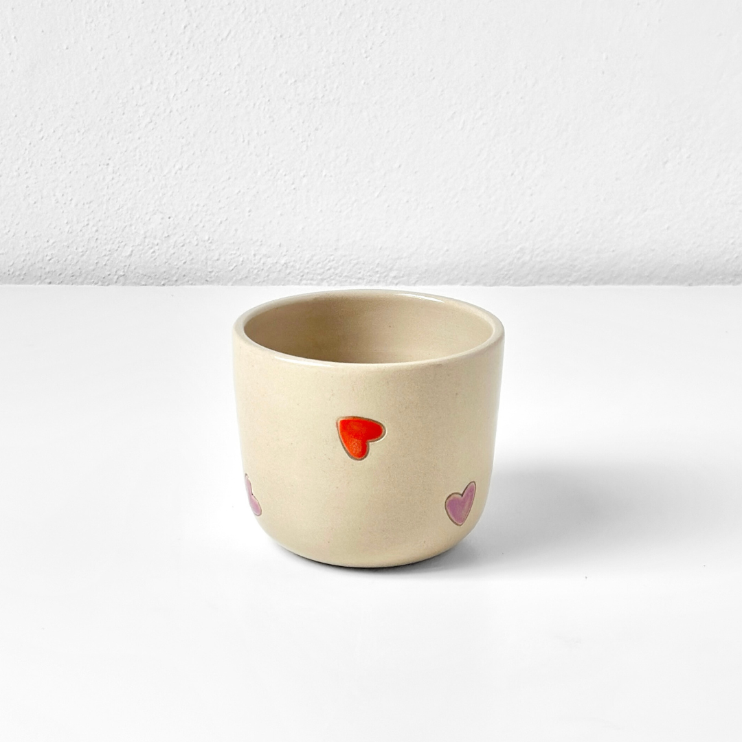 Herz Becher Orange-Lila