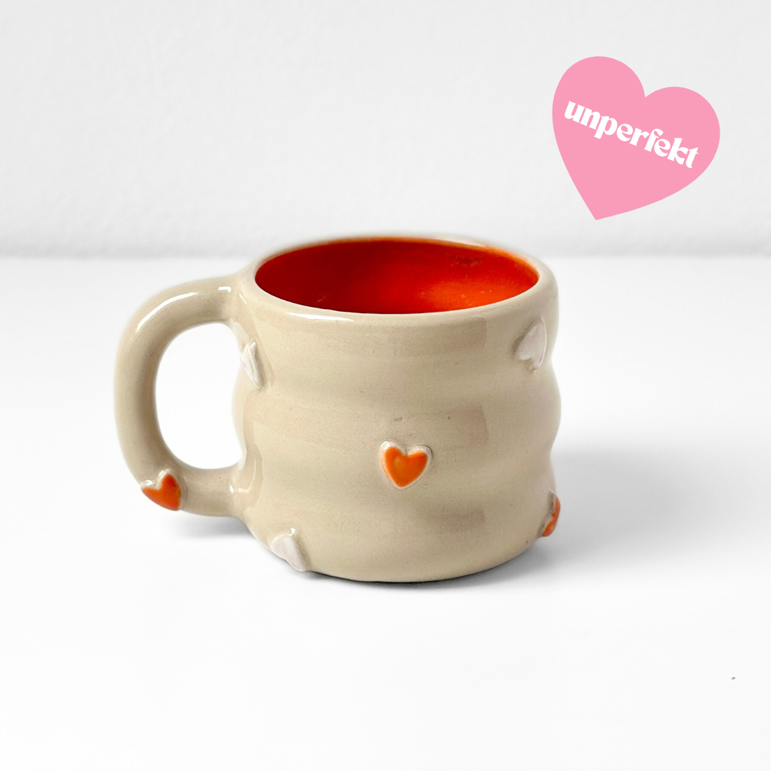 Herz Tasse Transparent Orange Rosa
