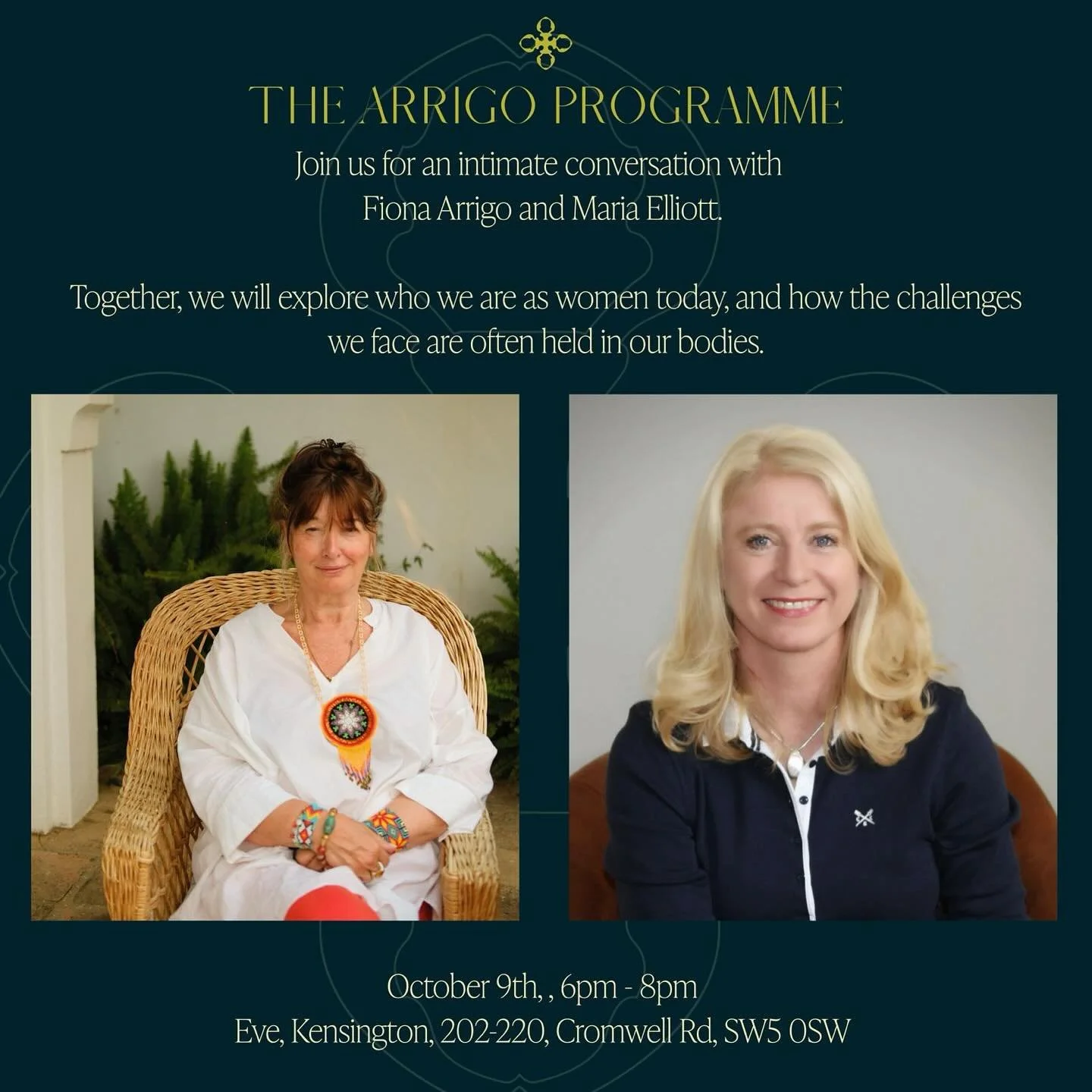 I am delighted to be opening a series of London talks, the world and we are going through so much. These talks are offered as support in these vast changing times. 

Our first talk will be held on the 9th October where I will be joined by Maria Ellio