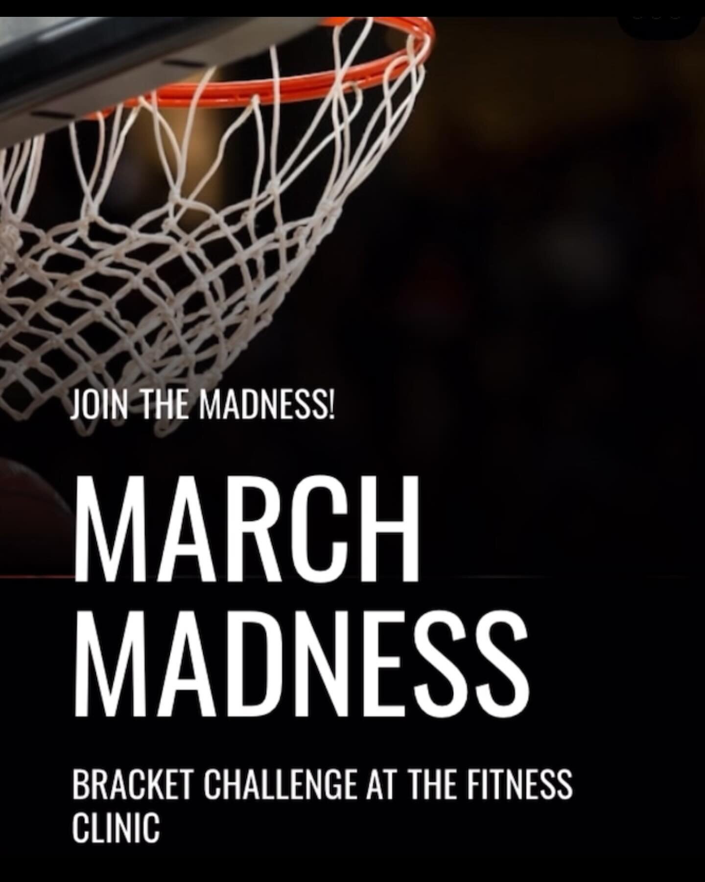 Join the bracket challenge at the Fitness Clinic. $5 to join. Winner takes all and earns bragging rights! You can bring your money in to your trainer or Venmo your $5 to &ldquo;Fitnessclinic&rdquo;.

Follow the link below or click on the link on our 
