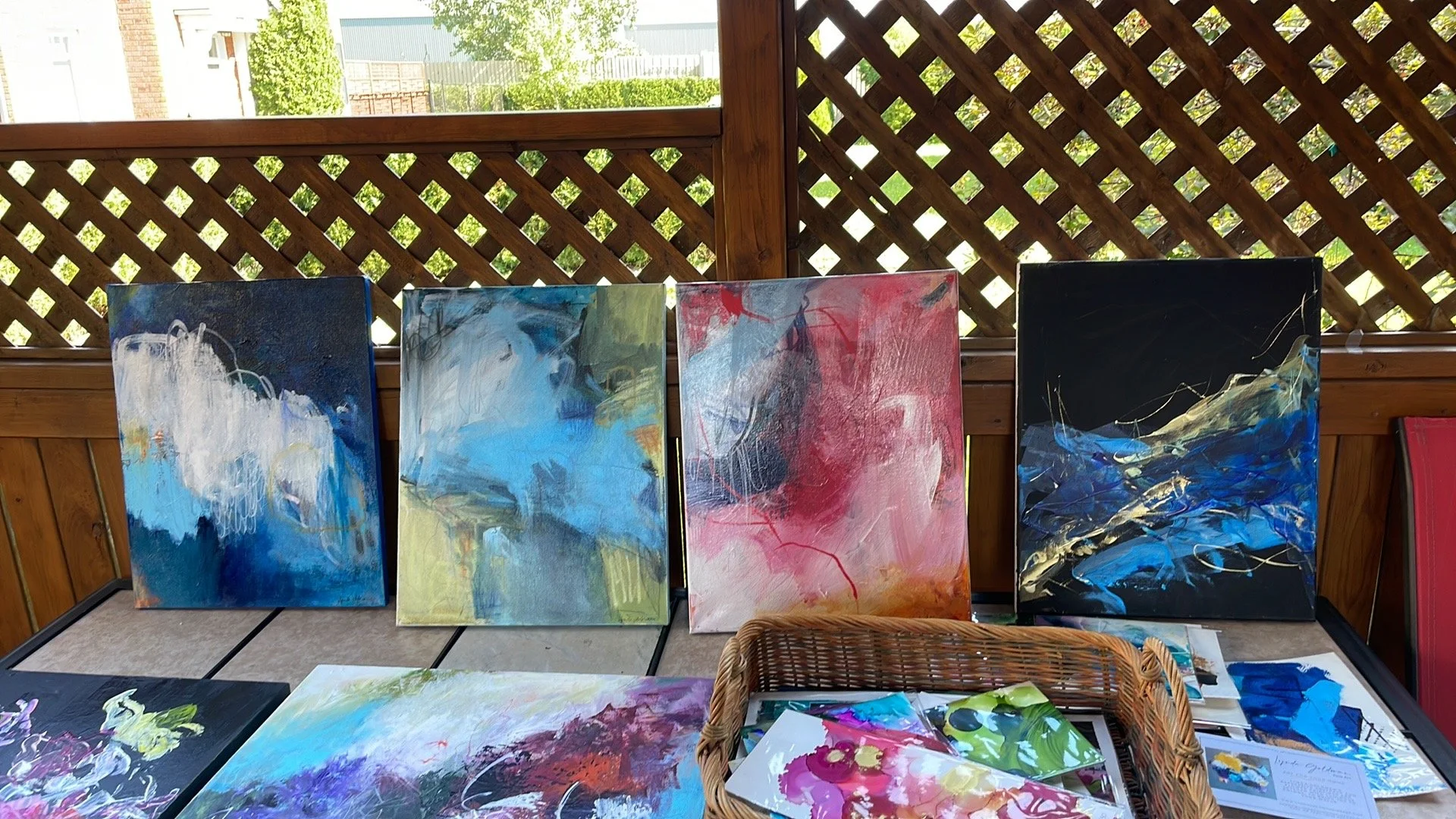 Display of painting on back deck.JPG