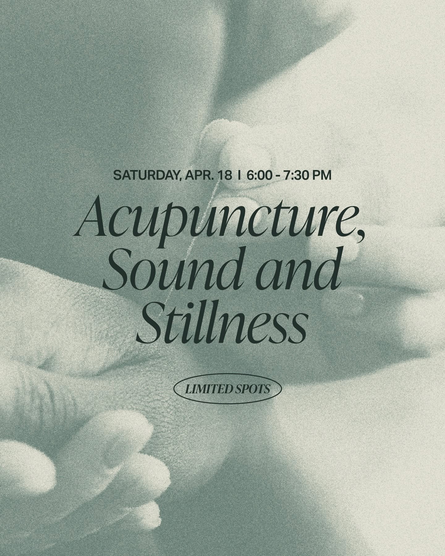 This one sold out&hellip; so we&rsquo;re bringing it back.

Join us for a deeply calming Community Acupuncture experience with Eva Hughes, Physician Acupuncturist, paired with sound bowls + meditation led by Emily Landry.
A space to fully slow down, 