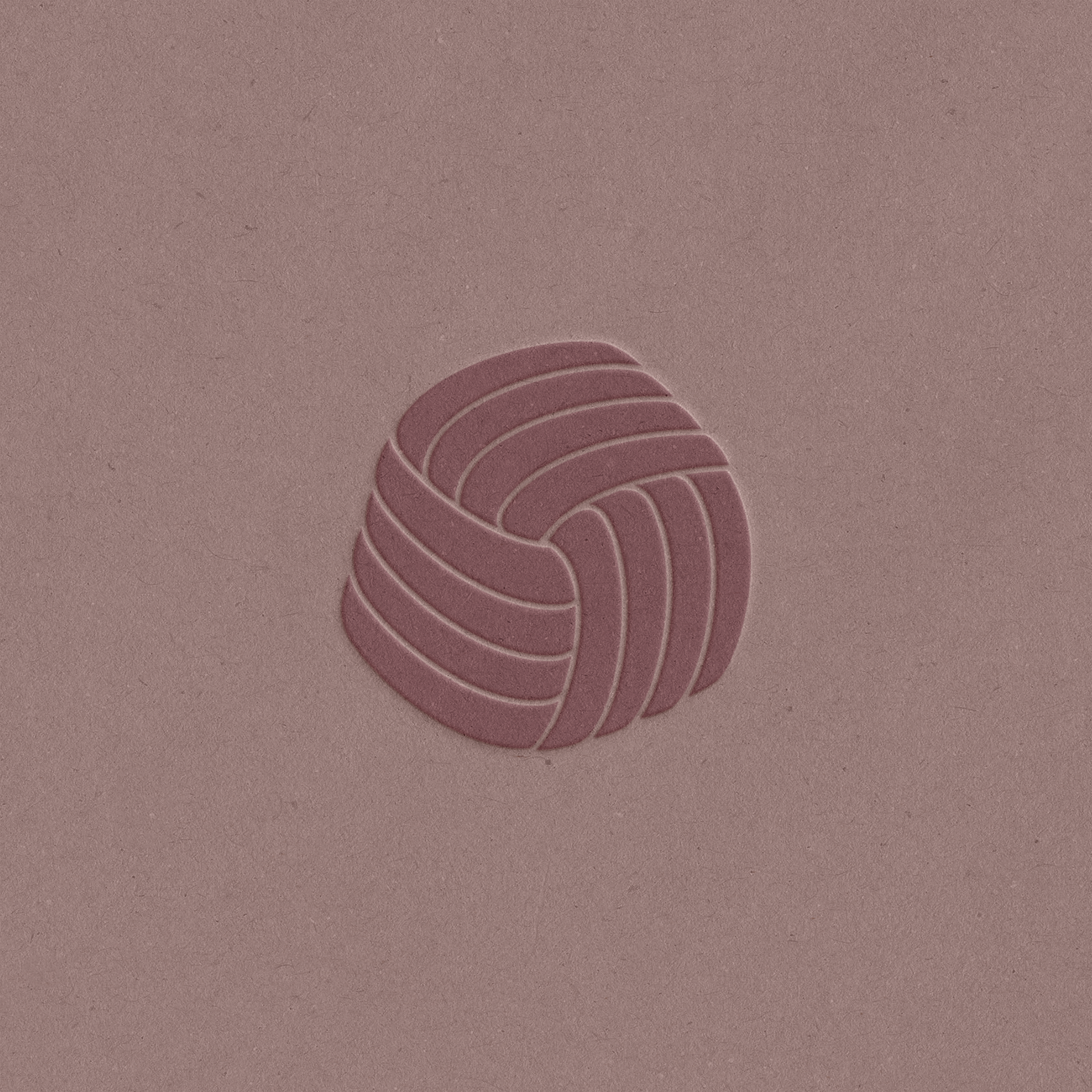 Mockup of the Relara logomark in their signature rose color, embossed on a rose colored paper.