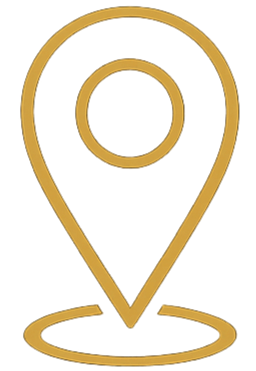 A gold location pin icon on a transparent background.