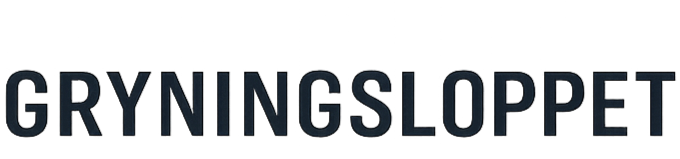 Text reading 'GRYNINGSLOPPET' in dark blue against a solid white background.