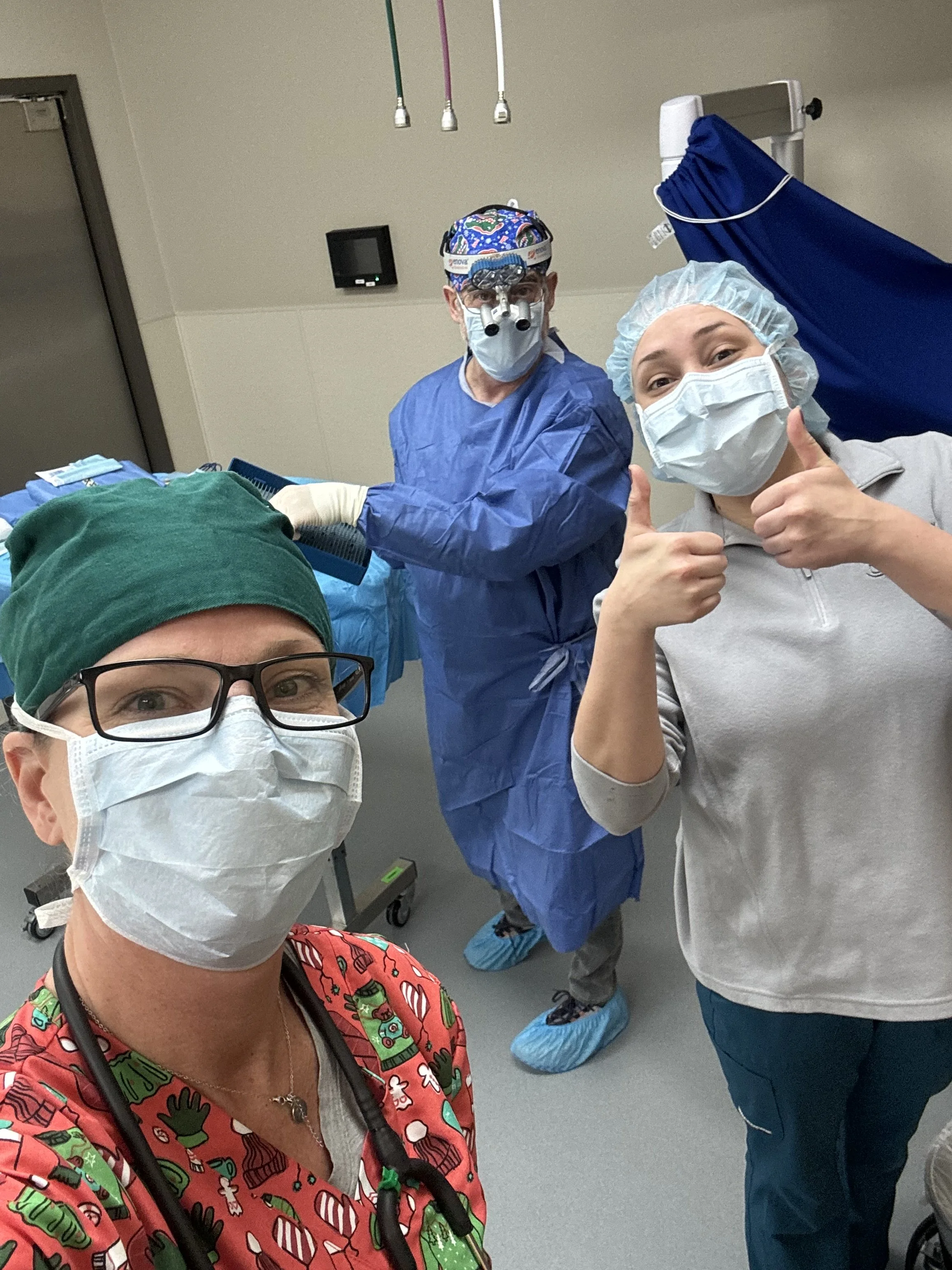 Holly's surgical team getting ready for her procedure