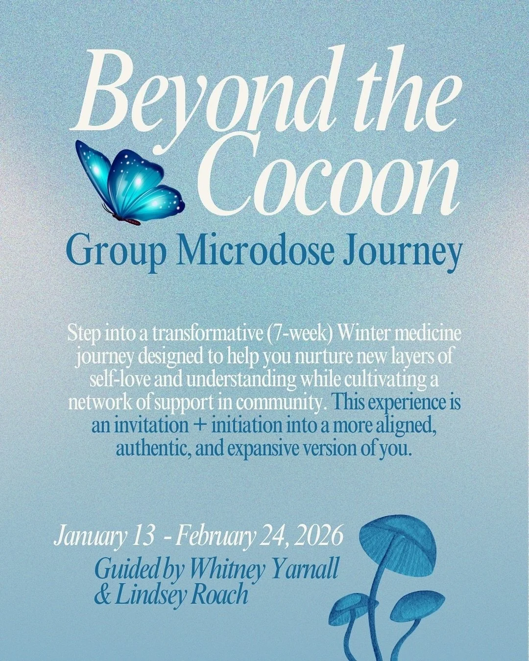We’re overjoyed to announce dates for our next π½πππππΏ πππ πΎππΎπππ π¦~ a potent microdβsing group journey from January 13 to February 24, 2026.
Early Bird Pricing now through 11/1: $666
Pricing after 11/1: $777
We’ll embark