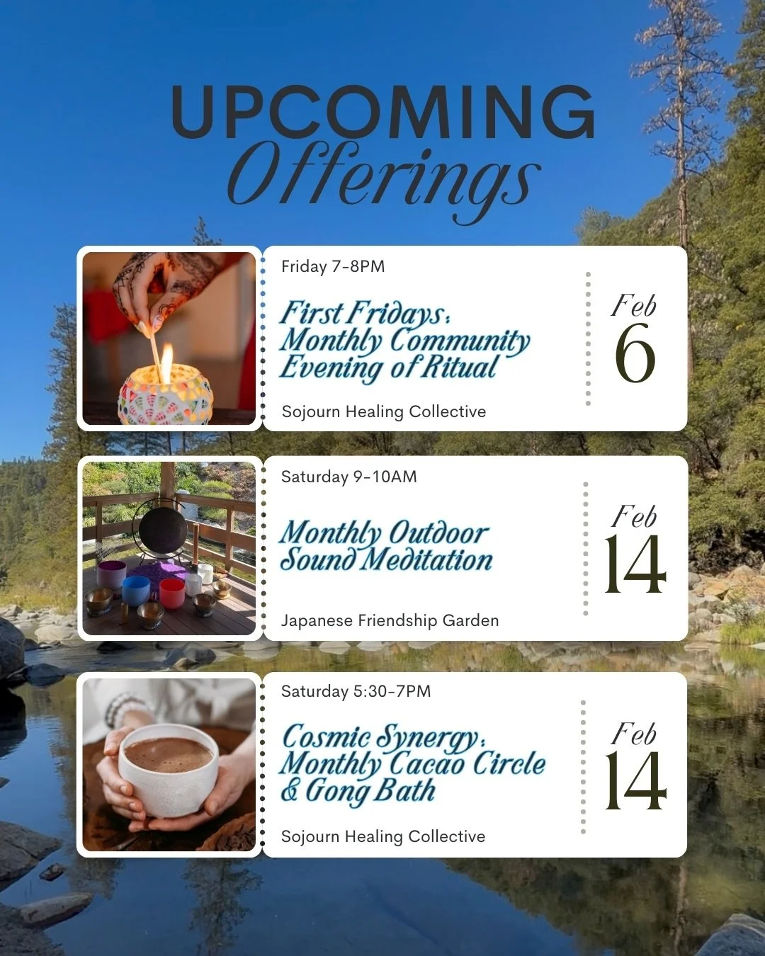 I&rsquo;d love to see you for a class, community event, or private session in February! ✨

🕯️ First Fridays: A Community Ritual with @kellyyjeanne @sojournsandiego | Friday, 2/6 | 7-8PM | A monthly community evening rooted in love featuring somatic 