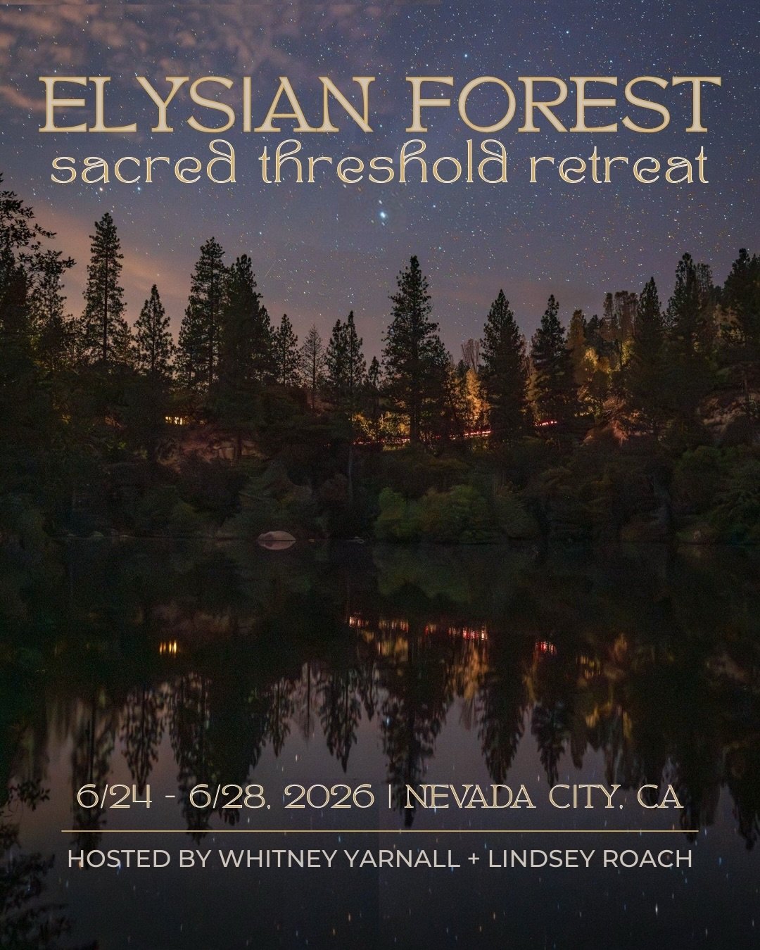 𝕎𝔼𝕃ℂ𝕆𝕄𝔼 𝕋𝕆 𝔼𝕃𝕐𝕊𝕀𝔸ℕ 𝔽𝕆ℝ𝔼𝕊𝕋🌲
𝓪 𝓼𝓪𝓬𝓻𝓮𝓭 𝓽𝓱𝓻𝓮𝓼𝓱𝓸𝓵𝓭 𝓻𝓮𝓽𝓻𝓮𝓪𝓽

📍 Eudaimonia | Nevada City, CA
📅 June 24&ndash;28, 2026

We&rsquo;re thrilled to announce our next women&rsquo;s retreat held in a peaceful private sa