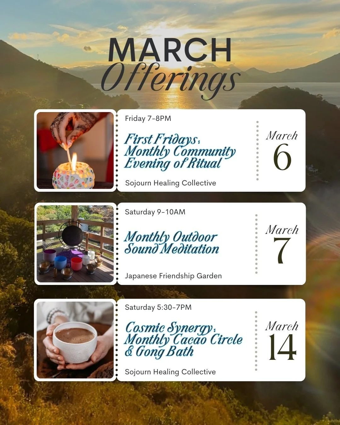 I&rsquo;d love to see you for an upcoming class or event as we head into Spring! 🌸 

My private session books are closed now through 4/21 while I prepare to head to Guatemala for three weeks and leave myself space for deep presence &amp; integration