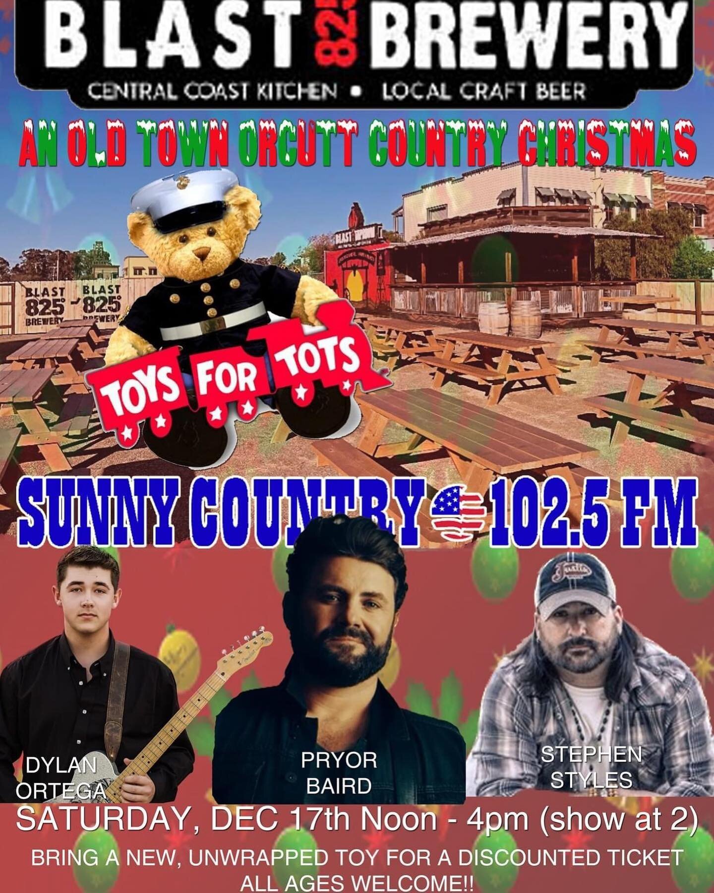 There&rsquo;s just nothing like going back home to play music for a great cause. December 17th. Noon-4pm.  All ages.  @marinetoysfortotsfoundation @blast825brewery @sunnycountryfm will be throwing one heck of a Christmas party!  I can&rsquo;t wait to