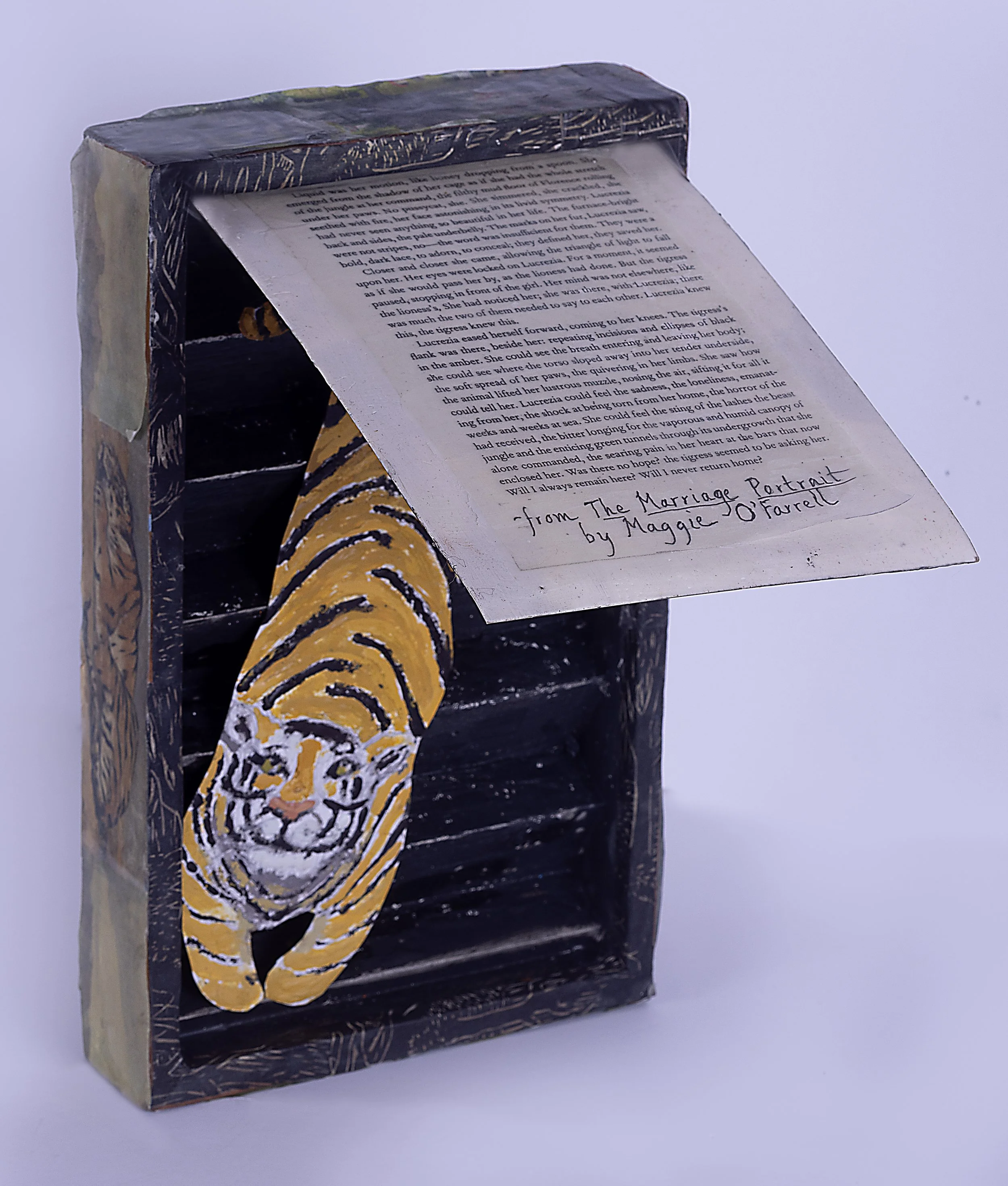 “Tiger, from The Marriage Portrait”, Encaustic, 6.5” x 11”