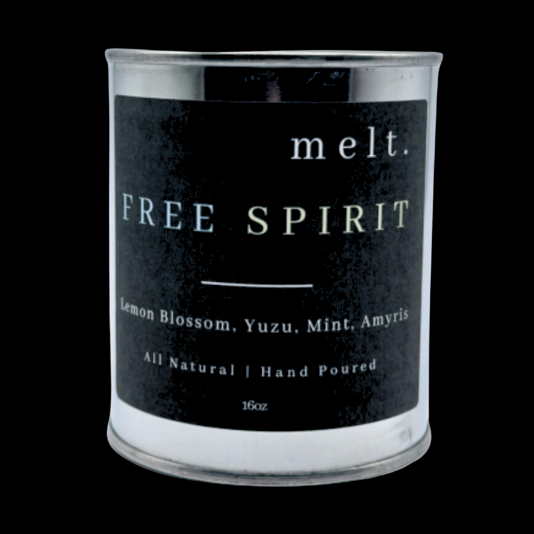 Free Spirit candle by melt., embodying the essence of adventure and zestful living in a symphony of fresh and invigorating scents.