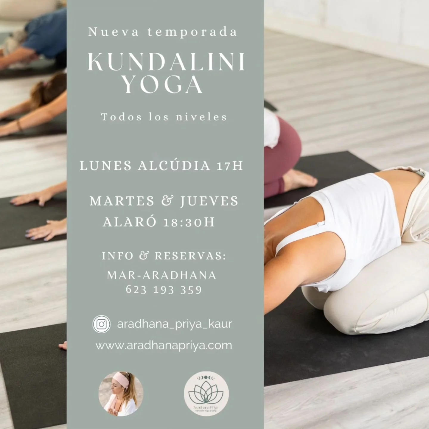 Os comparto los dias y horarios de las clases de Kundalini Yoga. 

Unas clases que m&aacute;s que un grupo de Yoga es una tribu de mujeres valientes que se abre, comparte y expande a trav&eacute;s de las ense&ntilde;anzas. Mujeres que van conectando 