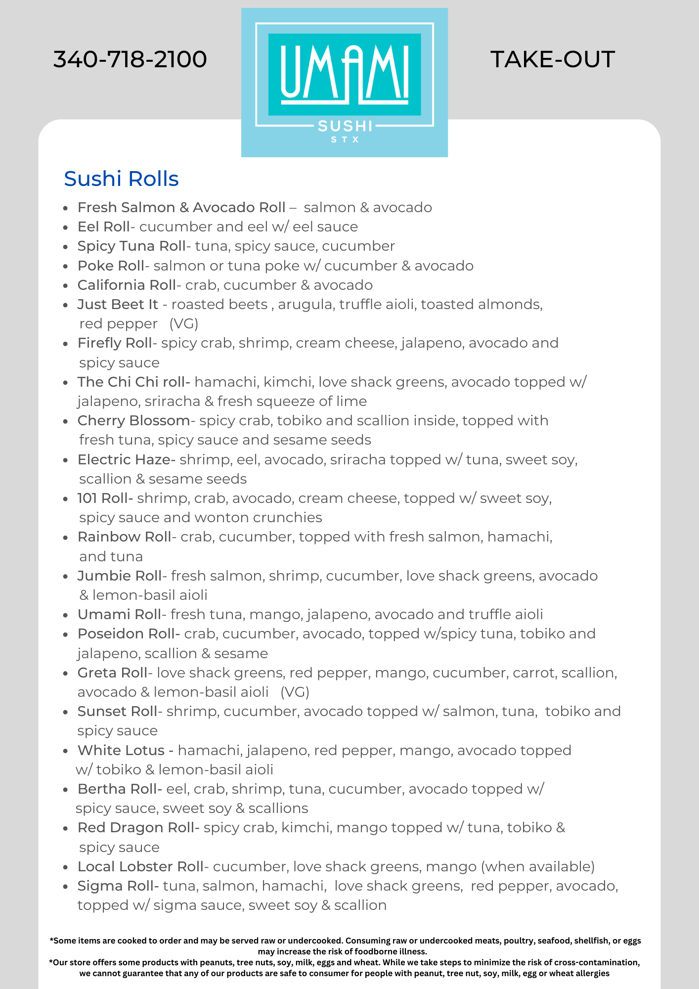 Menu 1 — Umami STX