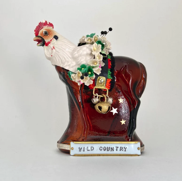 Horse and Chicken Assemblage Sculpture