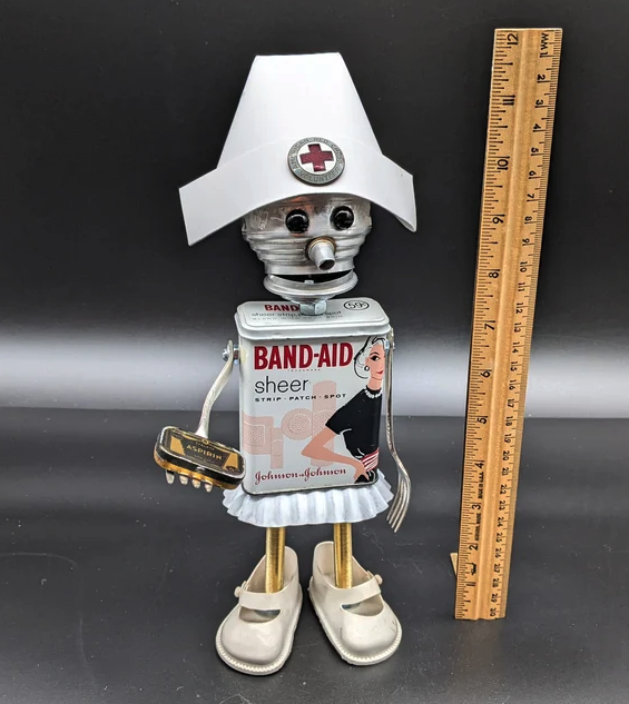 Found Object Nurse Assemblage Sculpture