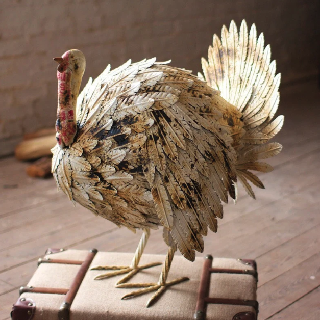 Metal Turkey Bird Rustic Antique