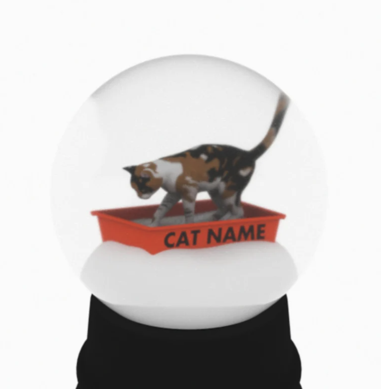 Personalized Calico Kitty Litter Snow Globe