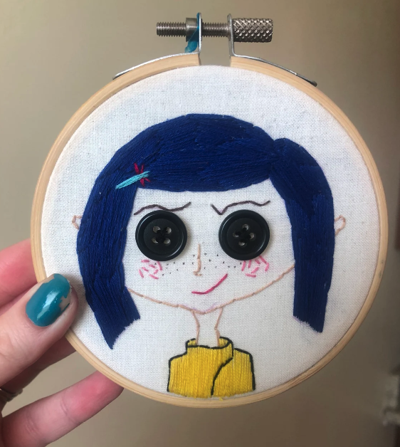 Coraline Button Eyes Embroidery