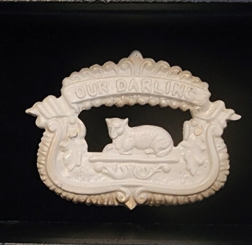 Framed Antique Casket Plaque "Our Darling" Lamb
