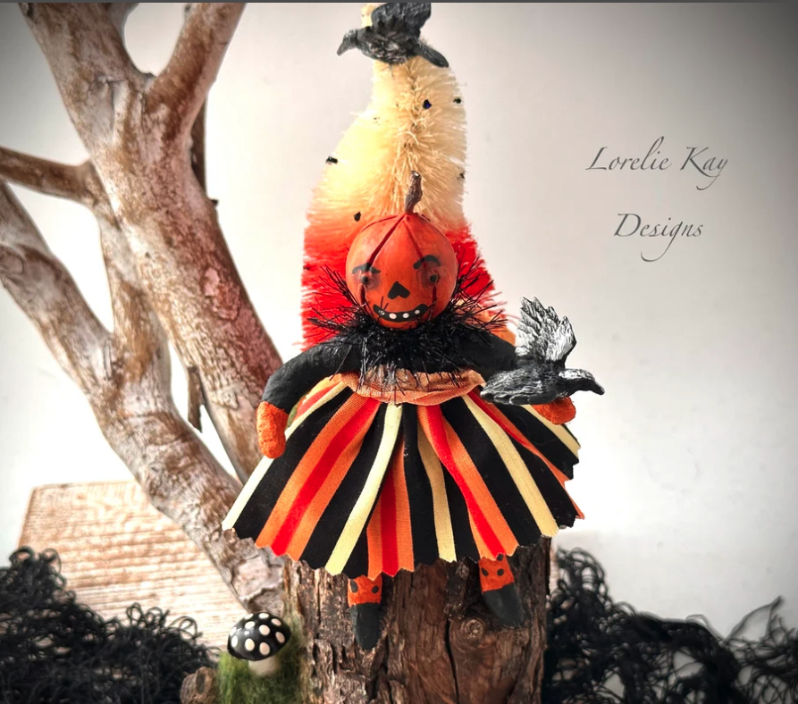 Raven Pumpkin Halloween Doll