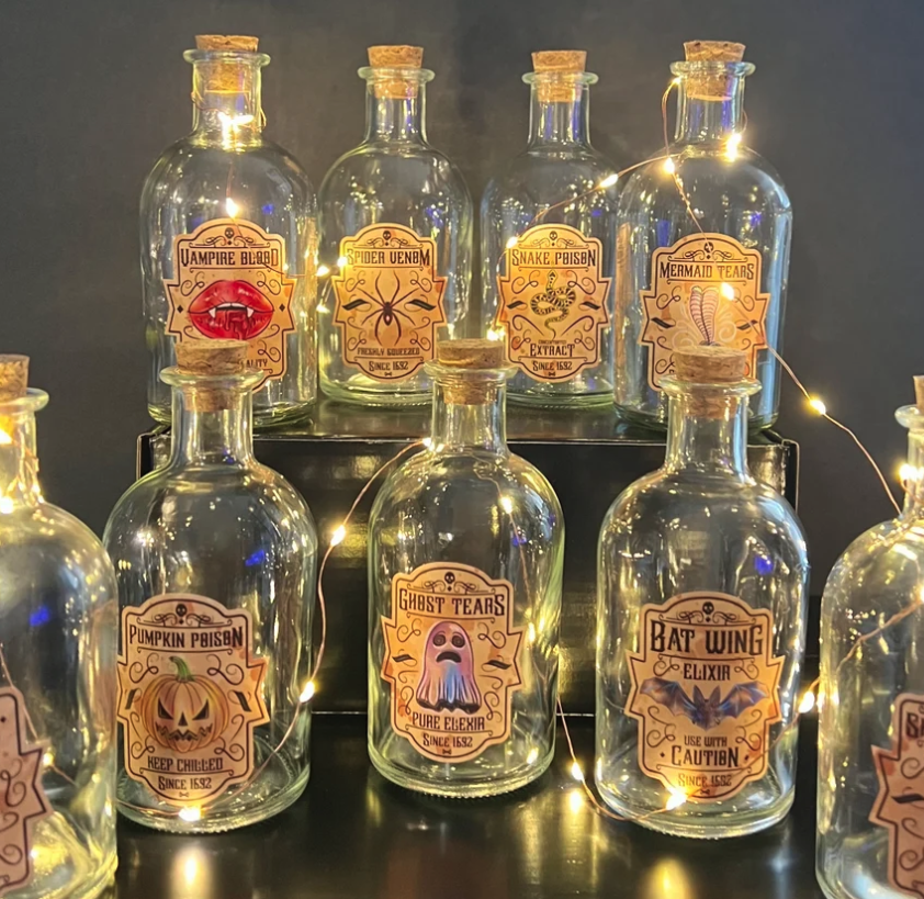 Halloween Potion Bottles with Labels