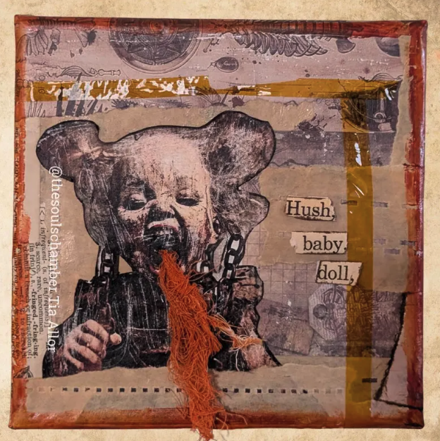 HUSH BABY OOAK 5x5 Halloween Assemblage