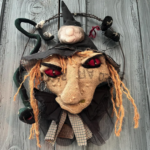 Witches Head Halloween Wreath