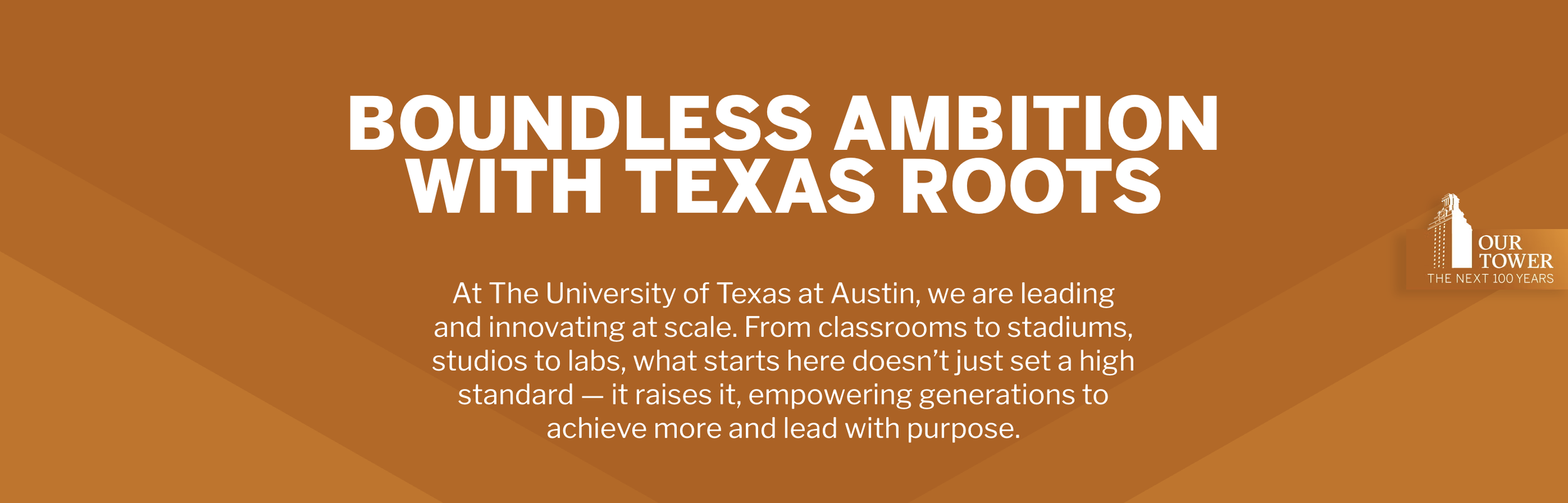 website banner saying "boundless ambition with Texas roots"