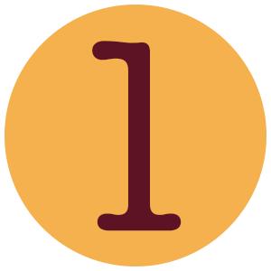 Yellow dot with red 1 inside