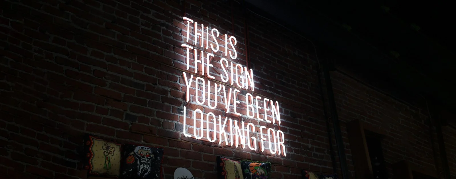 Neon sign saying "This is the Sign You've Been Looking for"