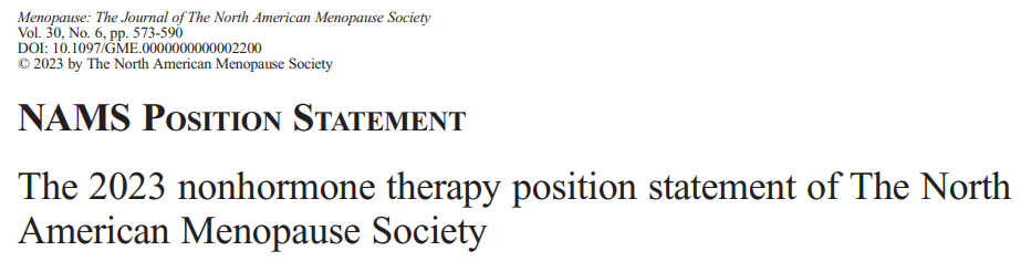 Screenshot of the title of the paper "Nonhormone Therapy Position Statement of The North American Menopause Society"